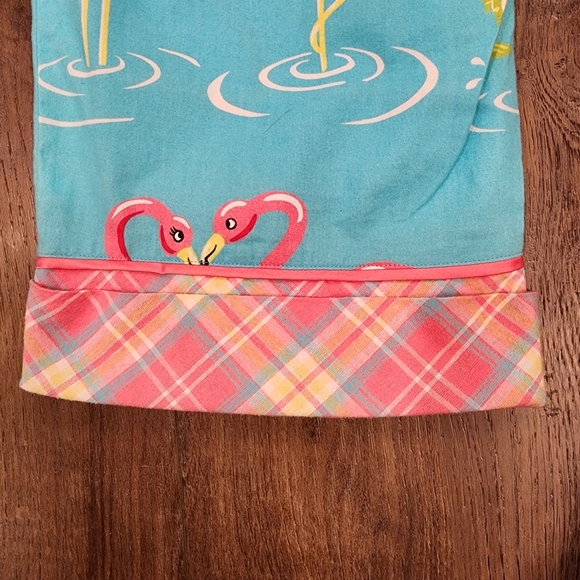 Nick & Nora Flannel Pajama Bottoms Flamingo Dragonfly Lilly Pad Plaid size Med - Picture 10 of 10